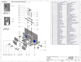 Automatic inline piston filler machine, Model Trupiston 16 Vert, Assy 698-100, by Acasi Machinery Inc.