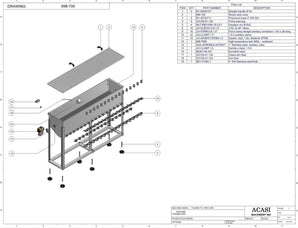 Automatic inline piston filler machine, Model Trupiston 16 Vert, Assy 698-700, by Acasi Machinery Inc.