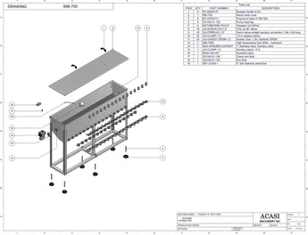 Automatic inline piston filler machine, Model Trupiston 16 Vert, Assy 698-700, by Acasi Machinery Inc.