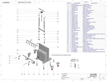 Automatic inline piston filler machine, Model Trupiston 6 Vert, Assy 697-100-2-V17 (P1), by Acasi Machinery Inc.