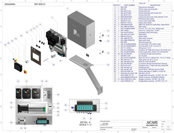 Automatic inline piston filler machine, Model Trupiston 6 Vert, Assy 697-600-01, by Acasi Machinery Inc.