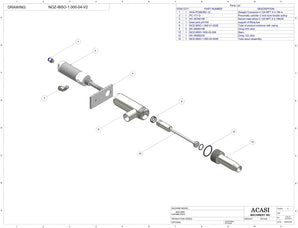 Automatic inline piston filler machine, high viscocity liquid products, model PI3100, Assy NOZ-IBSO-1.000-04-V2, by Acasi Machinery Inc.