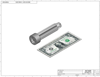 Automatic inline piston filler machine, high viscocity liquid products, model PI3100, Assy NOZ-IBSO-1.250-02-004E, by Acasi Machinery Inc.
