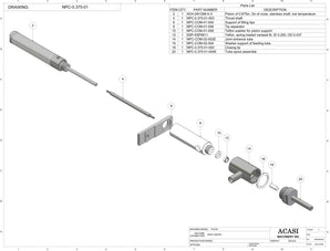 Automatic inline piston filler machine, high viscocity liquid products, model PI3100, Assy NPC-0.375-01, by Acasi Machinery Inc.