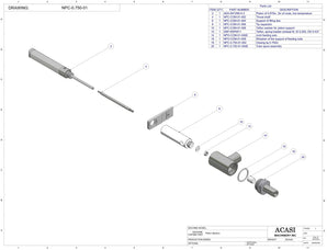 Automatic inline piston filler machine, high viscocity liquid products, model PI3100, Assy NPC-0.750-01, by Acasi Machinery Inc.