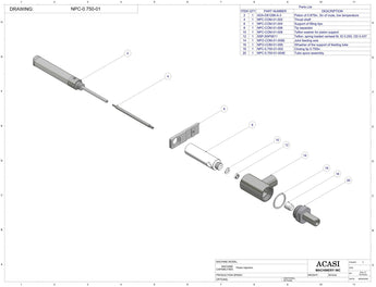 Automatic inline piston filler machine, high viscocity liquid products, model PI3100, Assy NPC-0.750-01, by Acasi Machinery Inc.