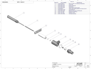 Automatic inline piston filler machine, high viscocity liquid products, model PI3100, Assy NPC-1.000-01, by Acasi Machinery Inc.