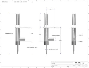 Automatic inline piston filler machine, high viscosity liquid products, 0.250 standard nozzle dimensions, by Acasi Machinery Inc.