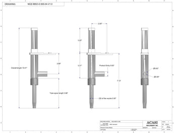 Automatic inline piston filler machine, high viscosity liquid products, 0.500 standard nozzle dimensions, by Acasi Machinery Inc.