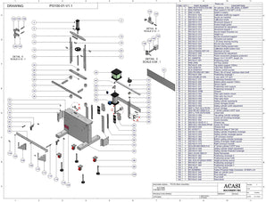Automatic inline piston filler machine, high viscosity liquid products, Assy PI3100-01-V1.1, by Acasi Machinery Inc.