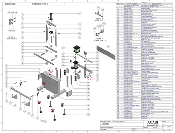 Automatic inline piston filler machine, high viscosity liquid products, Assy PI3100-01-V1.1, by Acasi Machinery Inc.