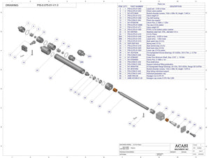 Automatic inline piston filler machine, high viscosity liquid products, pistons, model PI3100, Assy PIS-0.075-01-V1.0, by Acasi Machinery Inc.