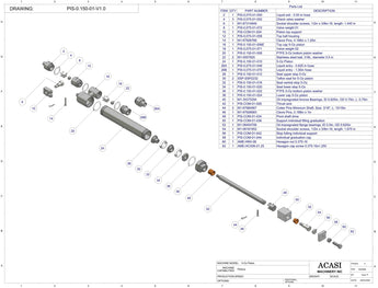 Automatic inline piston filler machine, high viscosity liquid products, pistons, model PI3100, Assy PIS-0.150-01-V1.0, by Acasi Machinery Inc.