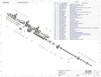 Automatic inline piston filler machine, high viscosity liquid products, pistons, model PI3100, Assy PIS-0.150-02-V1.0, by Acasi Machinery Inc.