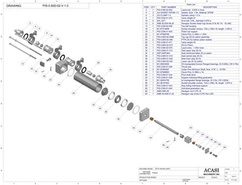 Automatic inline piston filler machine, high viscosity liquid products, pistons, model PI3100, Assy PIS-0.600-02-V1.0, by Acasi Machinery Inc.