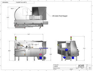 Automatic plastic and metal bottle unscrambler machine with 48 inches bowl, model - TruSort-48, 25 CF hopper dimensions, by Acasi Machinery Inc.