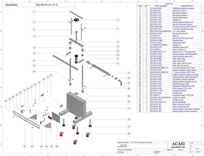 Automatic inline pressure overflow bottle filler machine, low viscosity, Assy GI3300-01-01-V1.0, by Acasi Machinery Inc.