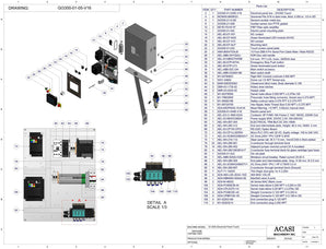 Automatic inline pressure overflow bottle filler machine, low viscosity, Assy GI3300-01-05-V16, by Acasi Machinery Inc.