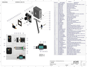 Automatic inline pressure overflow bottle filler machine, low viscosity, Assy GI3300-01-05-V16, by Acasi Machinery Inc.