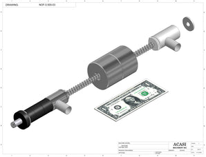 Automatic inline pressure overflow bottle filler machine, low viscosity, Assy NOF-0.500-03, by Acasi Machinery Inc.