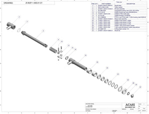 Automatic inline pressure overflow bottle filler machine, low viscosity, Assy ZI-NOF-1.000-01-01, by Acasi Machinery Inc.