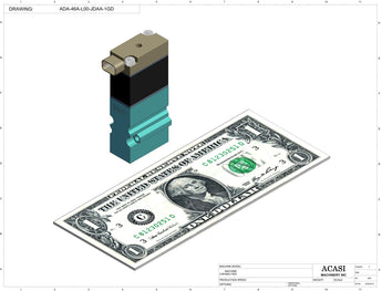 Automatic inline pressure overflow bottle filler machine, low viscosity, Component ADA-46A-L00-JDAA-1GD, by Acasi Machinery Inc.