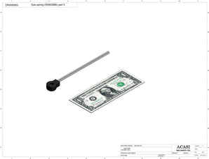 Automatic inline pressure overflow bottle filler machine, low viscosity, Component Gas spring (00483966) part 2, by Acasi Machinery Inc.