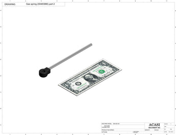 Automatic inline pressure overflow bottle filler machine, low viscosity, Component Gas spring (00483966) part 2, by Acasi Machinery Inc.