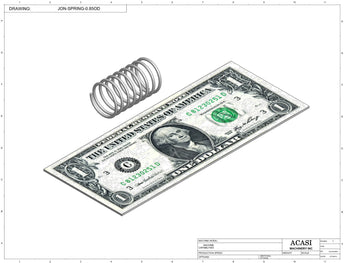 Automatic inline pressure overflow bottle filler machine, low viscosity, Component JON-SPRING-0.85OD, by Acasi Machinery Inc.