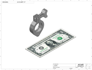 Automatic inline pressure overflow bottle filler machine, low viscosity, Component JUI-CLAMP-1.5, by Acasi Machinery Inc.