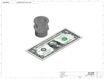 Automatic inline pressure overflow bottle filler machine, low viscosity, Component JUI-HEXPLG-1.25 X 2.25, by Acasi Machinery Inc.