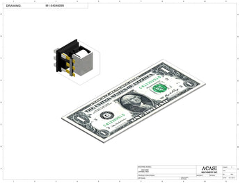 Automatic inline pressure overflow bottle filler machine, low viscosity, Component M1-54046099, by Acasi Machinery Inc.