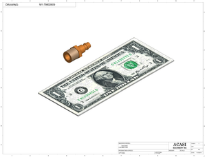 Automatic inline pressure overflow bottle filler machine, low viscosity, Component M1-79802609, by Acasi Machinery Inc.