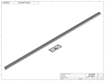 Automatic inline pressure overflow bottle filler machine, low viscosity, Part FAC-DRIP-72-002E, by Acasi Machinery Inc.