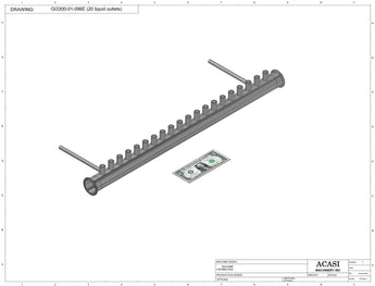 Automatic inline pressure overflow bottle filler machine, low viscosity, Part GI3300-01-096E-20, by Acasi Machinery Inc.
