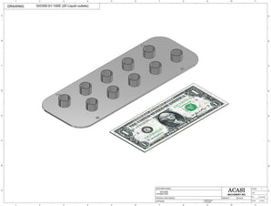 Automatic inline pressure overflow bottle filler machine, low viscosity, Part GI3300-01-100E-20, by Acasi Machinery Inc.