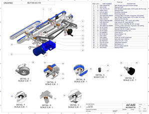 Automatic plastic and metal bottle unscrambler machine, model BU7100, Assy BU7000-03-C2, by Acasi Machinery Inc.