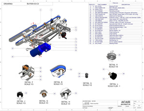 Automatic plastic and metal bottle unscrambler machine, model BU7100, Assy BU7000-03-C2, by Acasi Machinery Inc.