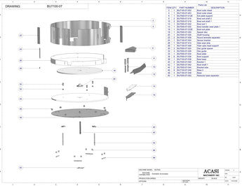 Automatic plastic and metal bottle unscrambler machine, model BU7100, Assy BU7100-07, by Acasi Machinery Inc.