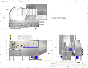 Automatic plastic and metal bottle unscrambler machine with 48 inches bowl, model - TruSort-48, 35 CF hopper dimensions, by Acasi Machinery Inc.