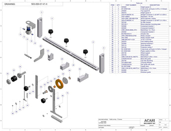Automatic plastic and metal bottle unscrambler machine with 48 inches bowl, model TruSort-48, Assy 503-000-01-V1.0, by Acasi Machinery Inc.