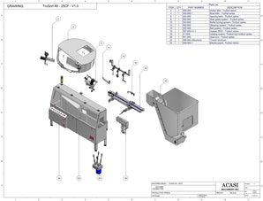 Automatic plastic and metal bottle unscrambler machine with 48 inches bowl, model TruSort-48, Assy TruSort-48-25CF-V1.0, by Acasi Machinery Inc.
