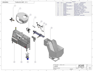 Automatic plastic and metal bottle unscrambler machine with 48 inches bowl, model TruSort-48, Assy TruSort-48-35CF-V1.1, by Acasi Machinery Inc.