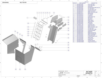 Automatic plastic and metal bottle unscrambler machinewith 48 inches bowl, model BU7100, Assy BU7100-09, by Acasi Machinery Inc.