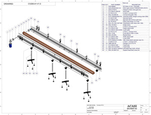 Automatic variable speed power straight bottle conveyor, Assy CV200-01-V1.0, by Acasi Machinery Inc.