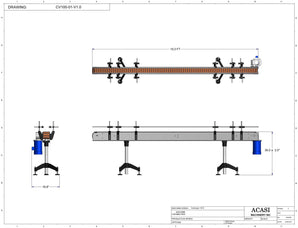 Automatic variable speed power straight bottle conveyor, model CV100 dimensional, by Acasi Machinery Inc.