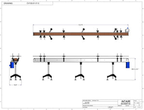 Automatic variable speed power straight bottle conveyor, model CV130 dimensional, by Acasi Machinery Inc.