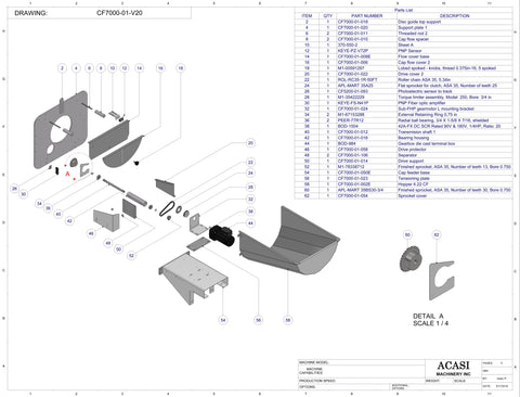 Cap Feeder model CF 7000 Parts CF7000-01-V20