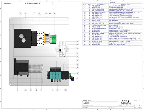 Semi-Automatic single cap tightener, model AS-CS16, Assy CS-AS16-300-V16-VBR, by Acasi Machinery Inc.