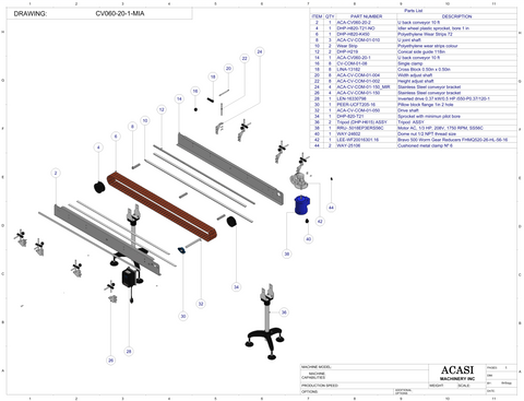 Variable Speed Power Conveyor, Assy CV060-2-1-MIA, by Acasi Machinery Inc.